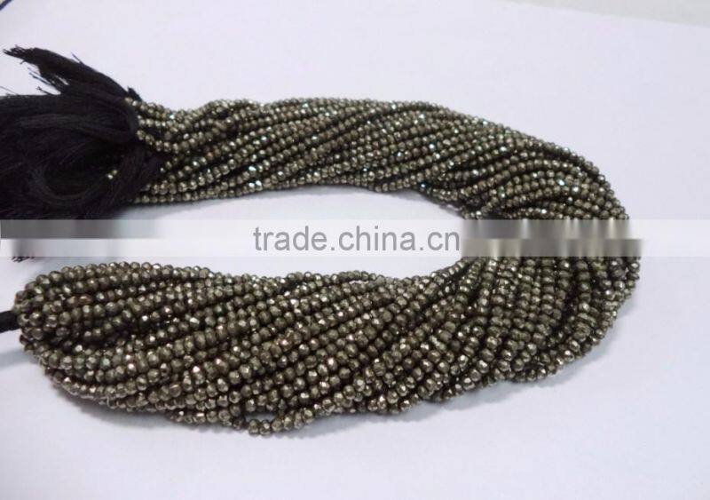 HANDMADE NATURAL BLUE FIRE LABRADORITE 3-4MM RONDELLE FACETED LOOSE BEADS STRAND