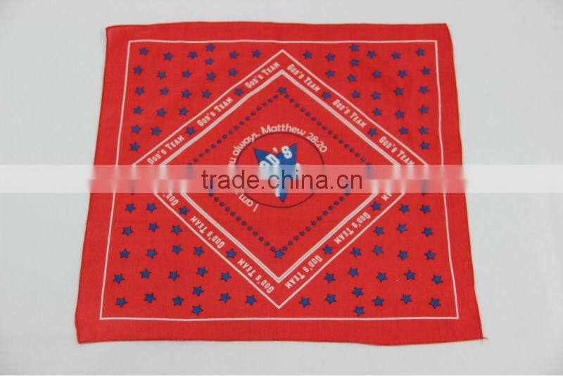 printing red cotton bandana for head