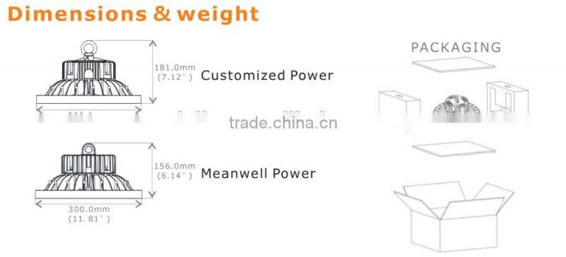 IP65 100w round led high bay light with UL DLC list waterproof lighting fixtures