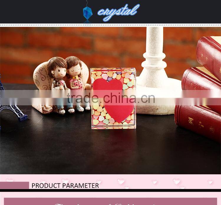 Manufacturer supply Fashion sublimation crystal love photo frame for wedding gift