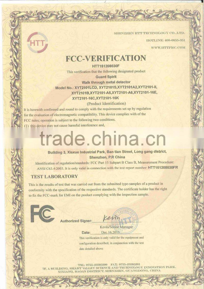 Walk through metal detector with best price Model XYT2101LCD