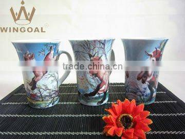 porcelain mug with decal,porceain mug with handle, porcelain mug