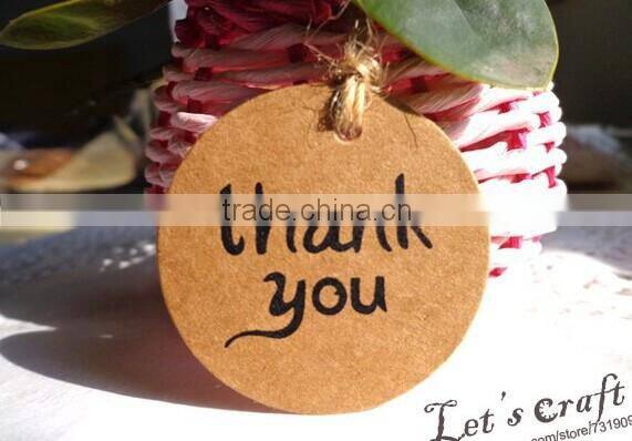 100Pcs/lot 4x4CM Thank You Brown DIY Scrapbooking Kraft Paper Hang Tag Favor Gift Packaging Labels With Jute Twines