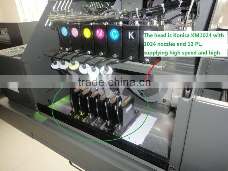 Docan uv flatbed inkjet printer UV2512 (Konica Minolta 512 print heads, UV lamb, UV curing ink)