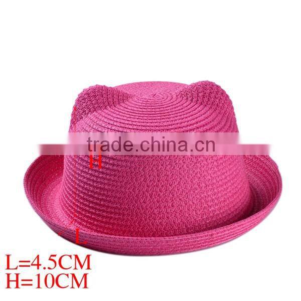 Japanese style handmade straw hat, fresh colorful cute cat hat for girl
