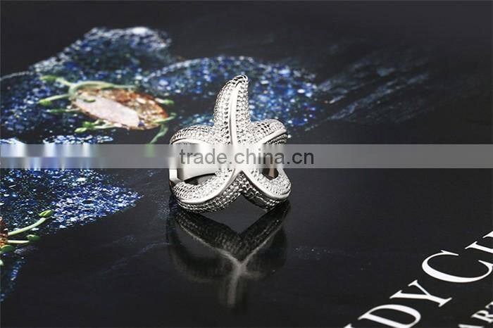 Cheap fashion jewelry zinc alloy metal starfish finger ring for women
