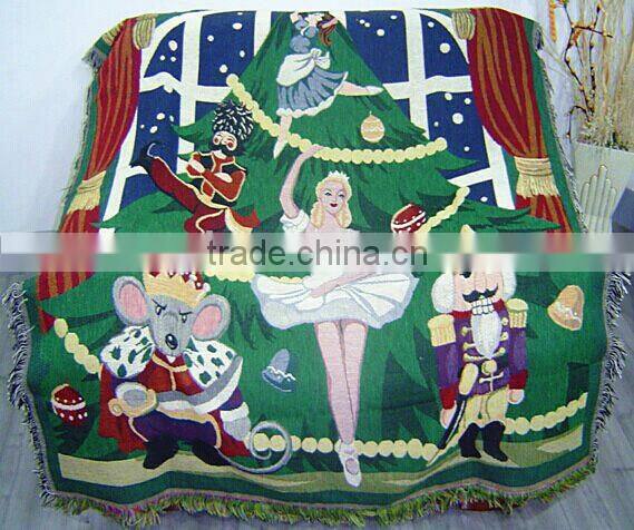 Customized pattern tapestry polyester cotton woven sofa throws blanket, 50"x60"
