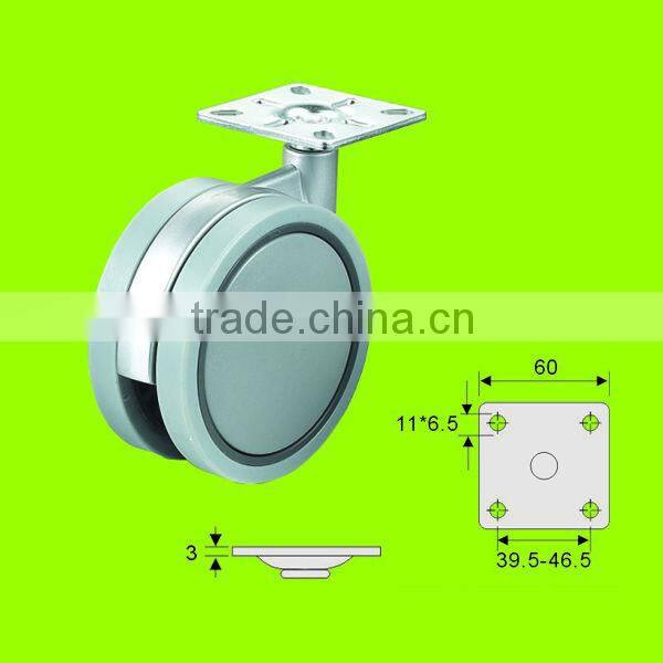 With 8 automatic production lines PA+PP+ZINC ALLOY grey furniture caster with swivel top plate(FC3811)