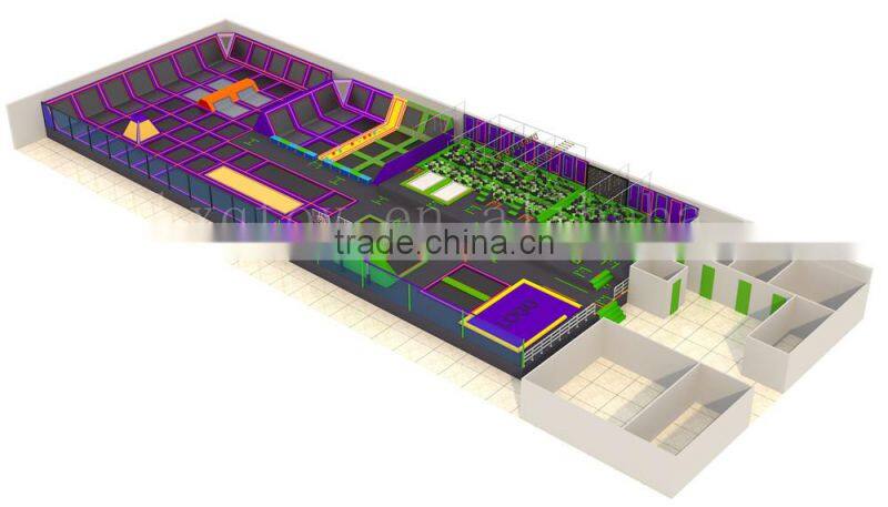 1000 sq commercial indoor trampoline park/Factory price amusement trampoline for kids and adults