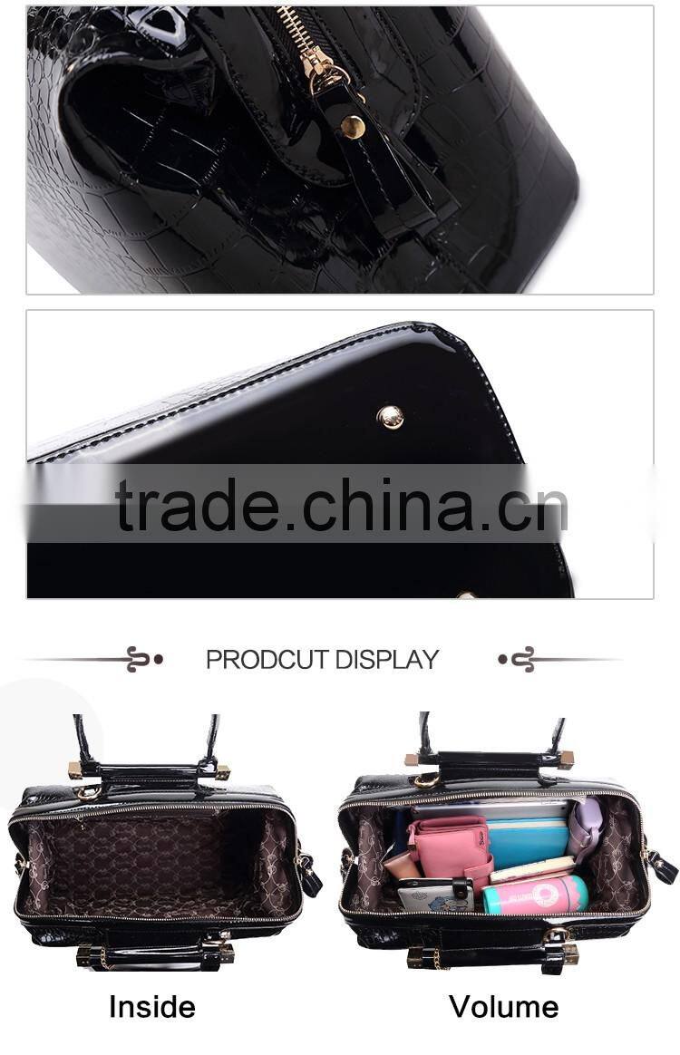 popular fashion pu leather lady handbag with zipper
