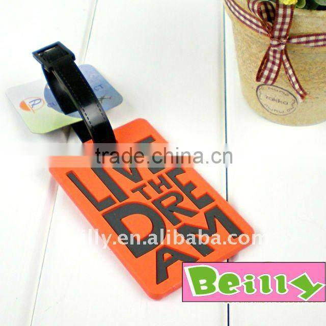 Fashion Make your own Fancy Rubber Travel Funny Luggage Tag Factory