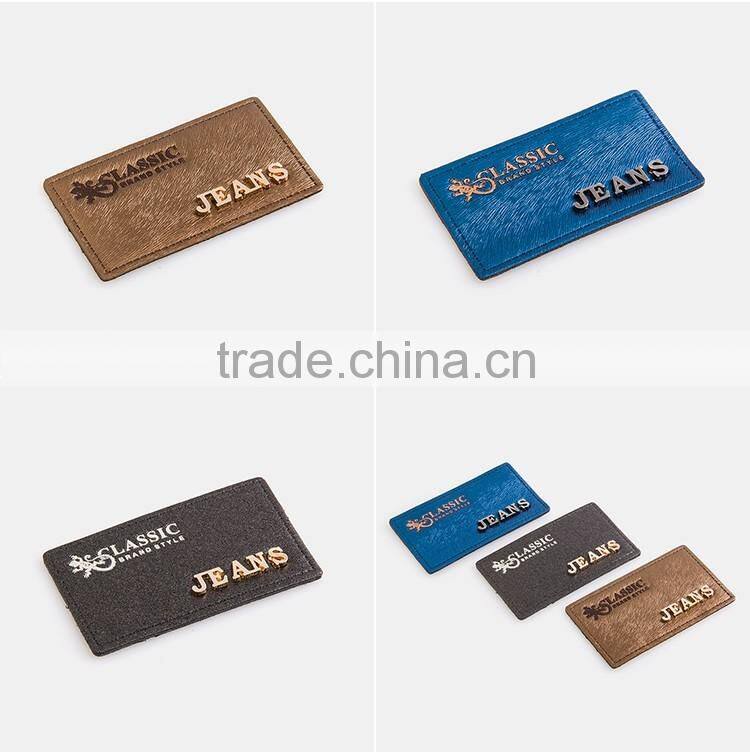 Jeans PU leather patch metal logo plate hat beanies patch