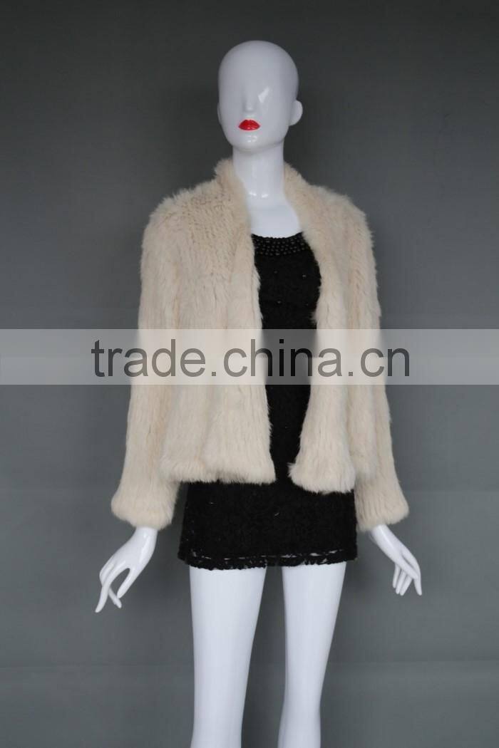women's fashion oversize knitted rabbit fur short coat ladies winter fur coat