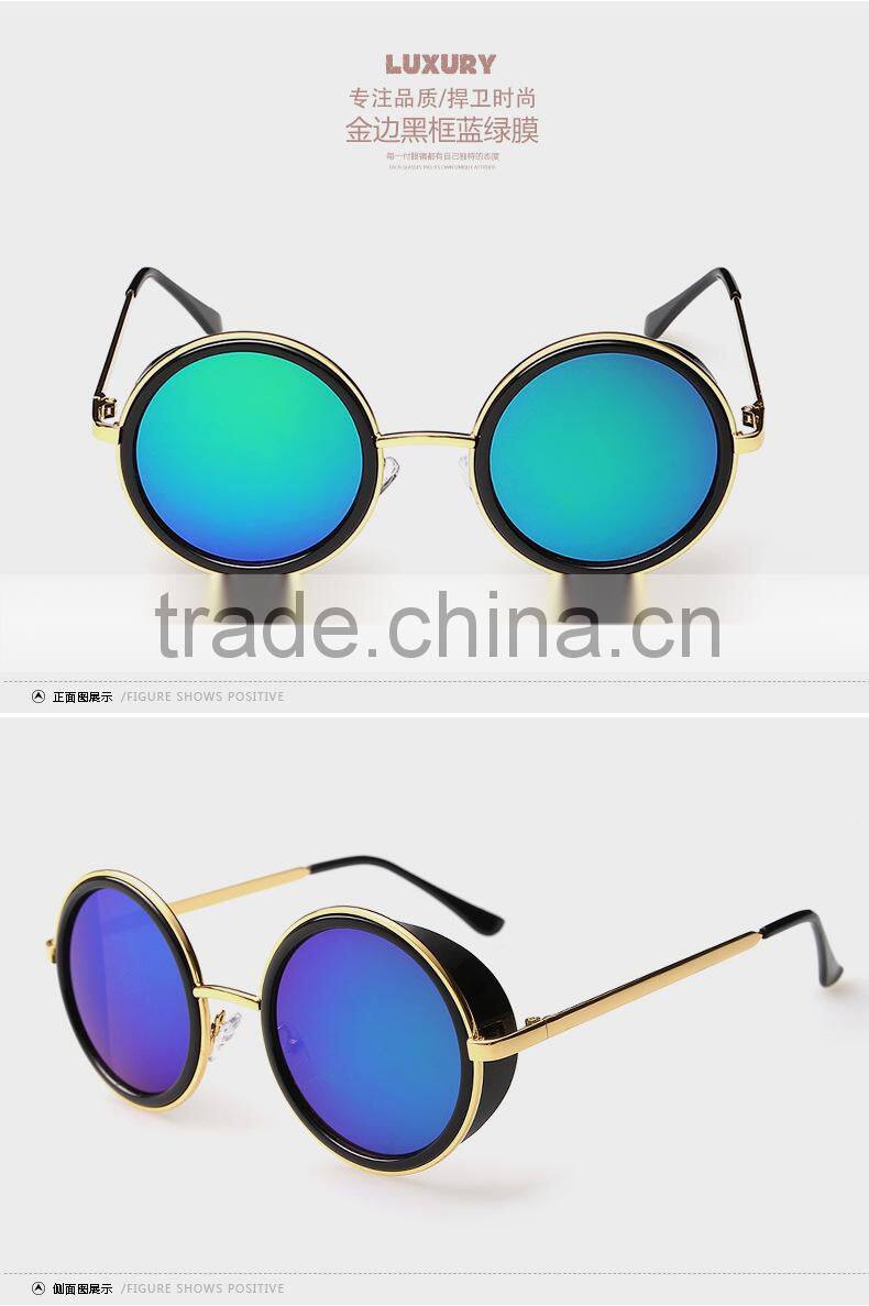 New product high quality Retro round sunglasses with color film