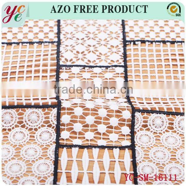 Black and white hollow out pattern water soluble fabric embroidery for women