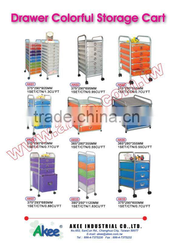 Home office colorful storage cart with drawer