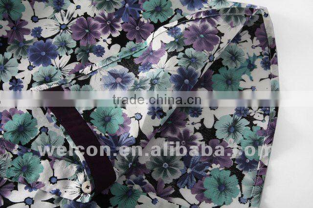 Satin 100% cotton long sleeve latest brand design European style slim fit floral pattern casual fancy fashion men printing shirt