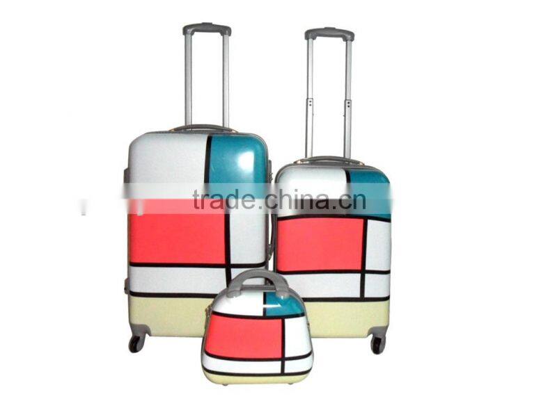 3 pcs 12/20/24 Cosmetic bag Stitching Color luggage Fashion Design ABS+PC luggage