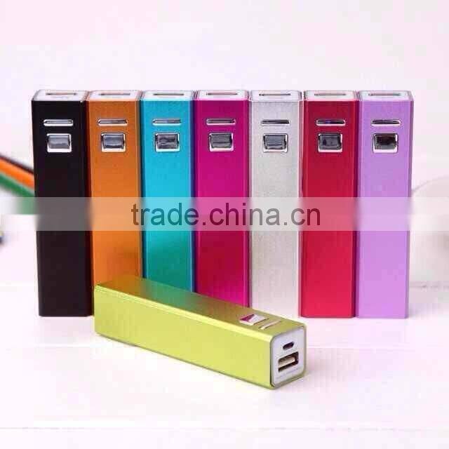 slim aluminium mobile 2000-2600mah power bank Shenzhen factory