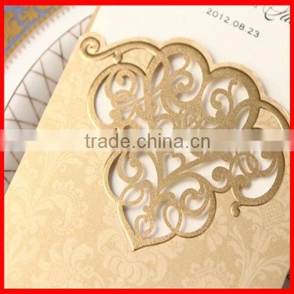 Delicated royal design gold happy ornamental engravingwedding invitation card