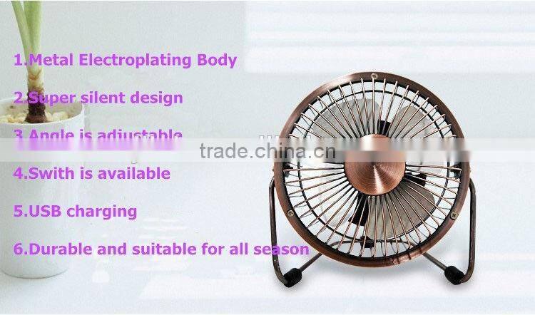New products 2016 USB air cooler bronze metal antique copper fan usb desk fan