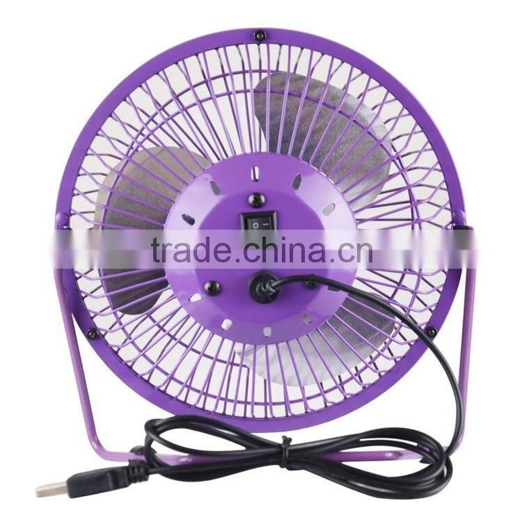 USB desk fan mini personal fan metal design with ON/OFF switch usb powered for home and office