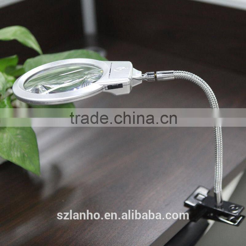 2.5X107MM 5X24MM LED Clip-on Desk Metal Hose Magnifier Magnifying Glass