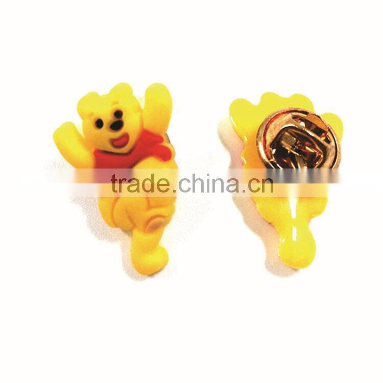 Lovely bear shaped custom made soft pvc pin badges