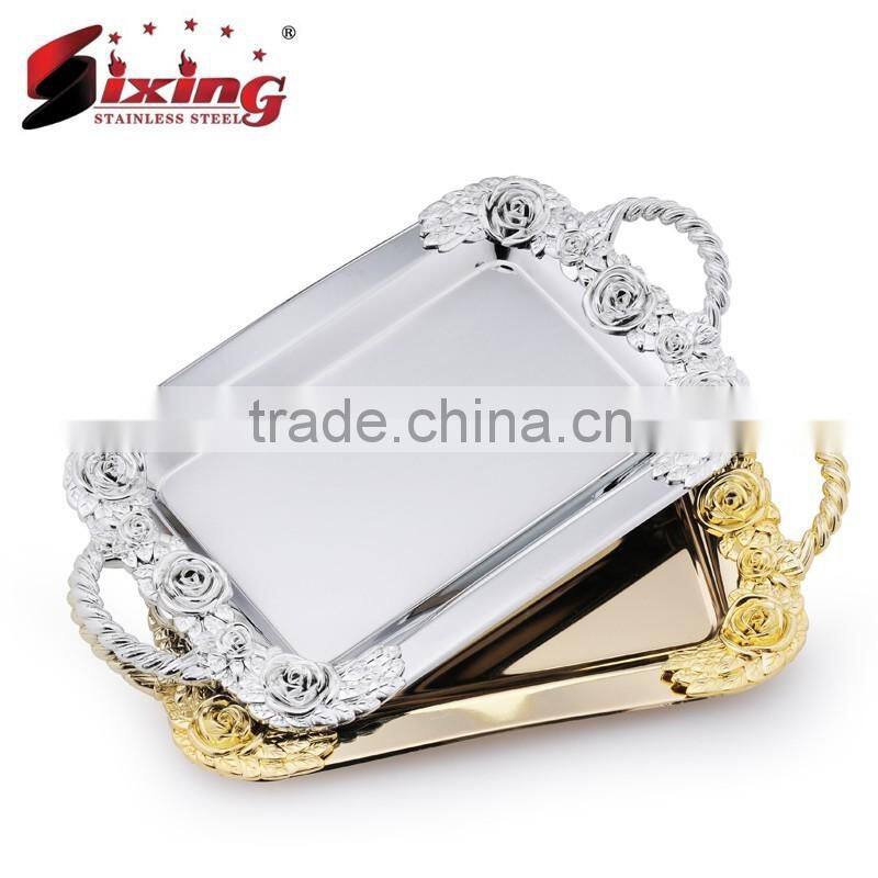 Popular Arab Copper Plated Serving Tray With Two Handles