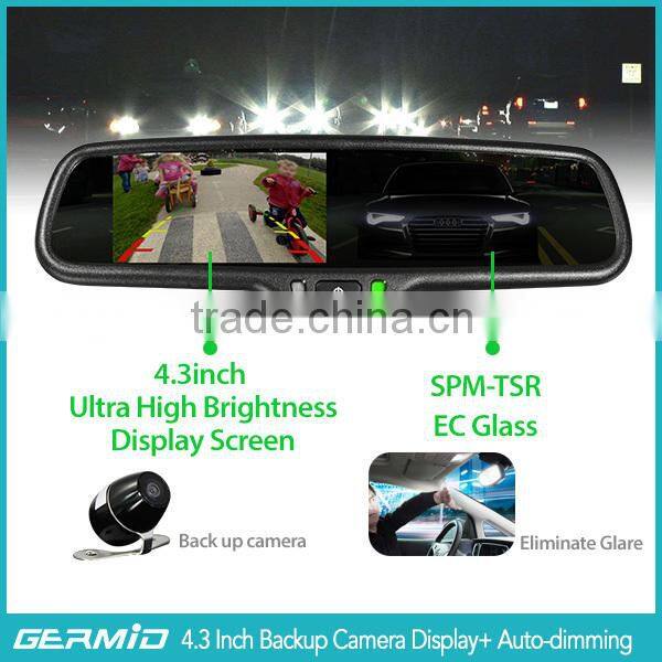 car rearview mirror monitor with OEM parking sensor 4 replaceable radar detectors and backup camera display