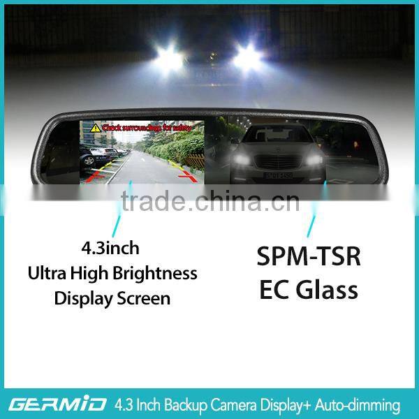 4.3" high resolution autodimming car rearview mirror with ultra-high brightness screen display