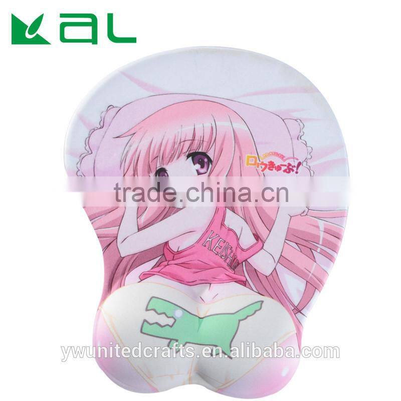 wholesale 3d sexy girl rubber cartoon mouse pad with wrist rest