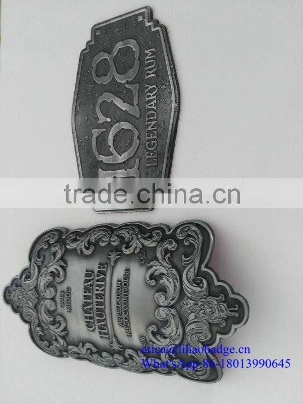 custom metal wine label self adhesive metal wine label plates