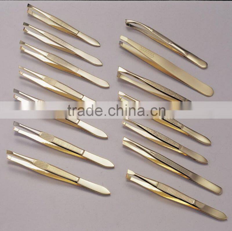 Gold Plating Eyebrow Tweezer/Stainless Steel Tweezers
