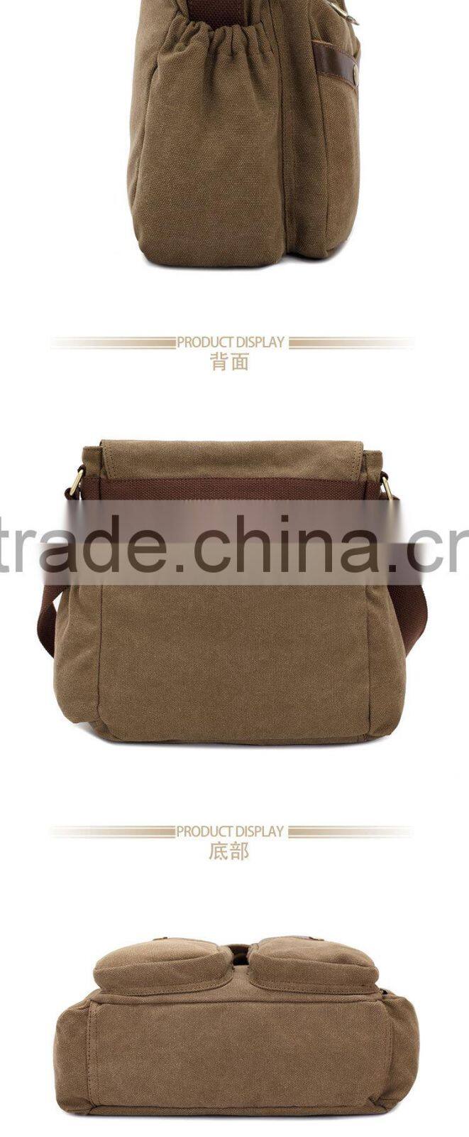 Single Shoulder Casual Messenger Bags Men Canvas Leather Shoulder Bag