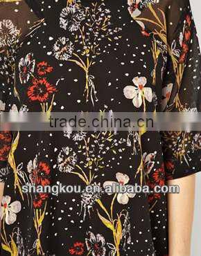 2013 high fashion design women summer chiffon blouse&tops chiffon printed blouse&top elegant with round neck zhk 77