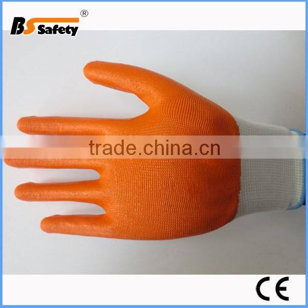 BSSAFETY 13 gauge nylon knitted nitrile safety gloves for building work