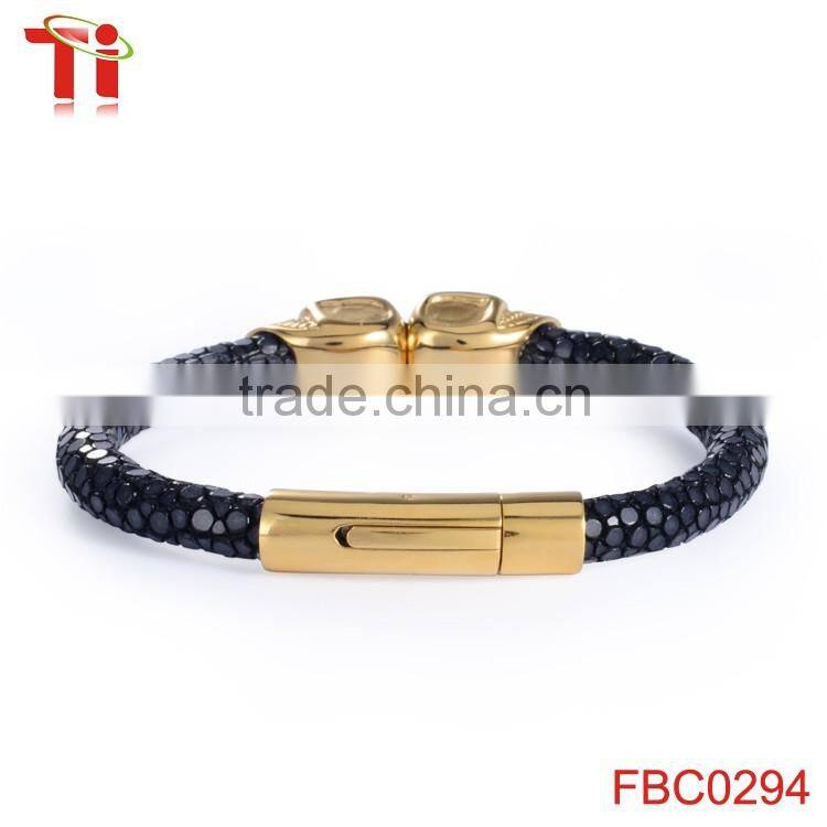 Ti Aohua gold plated metal bracelet jewelry set, Unisex Skull beads cuff bracelet jewelry accessory