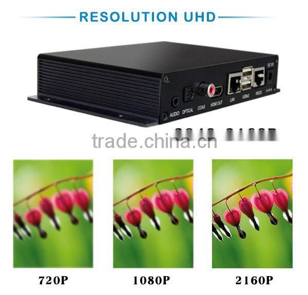 3840 x 2160P 4K Player coaxial RS232 Control Android Box mp3 player with optical output video Streaming device