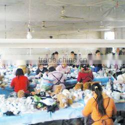 Furry toy looking up lifelike fake animal gorilla