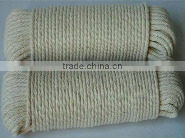 White or natural cotton solid braided rope