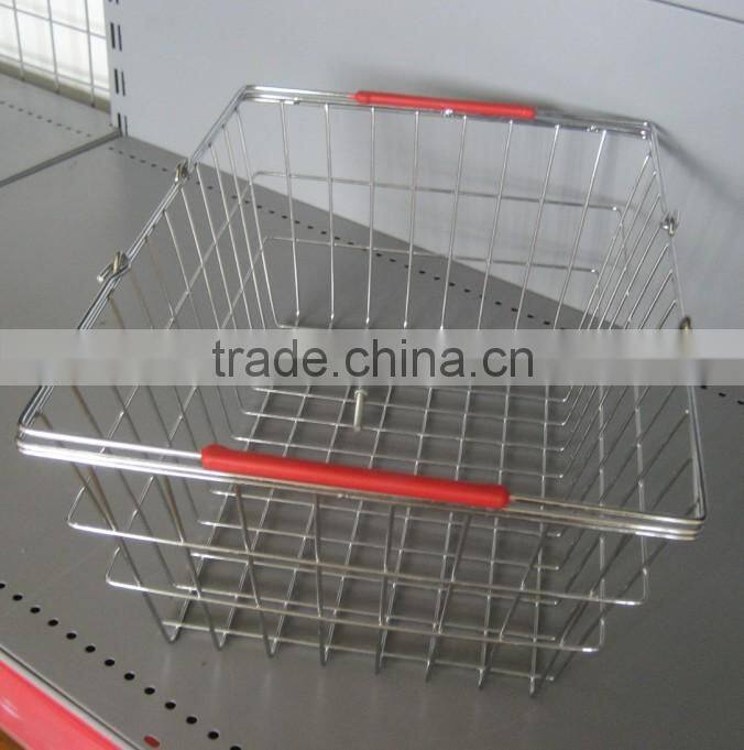 supermarkets shelves with metal pegboard hooks