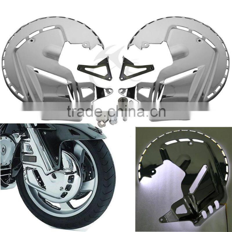Fire Ring Brake Disc Rotors Chrome Cover W/ White LED For Honda Honda GOLDWING GL1800 01-14 03 04 F6B 2013-2015 14