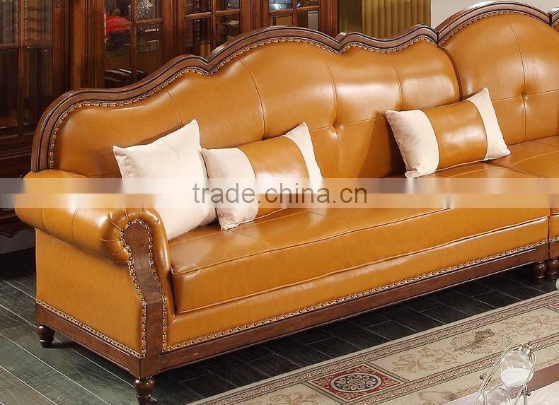 American modern concise genuine leather corner sofa set