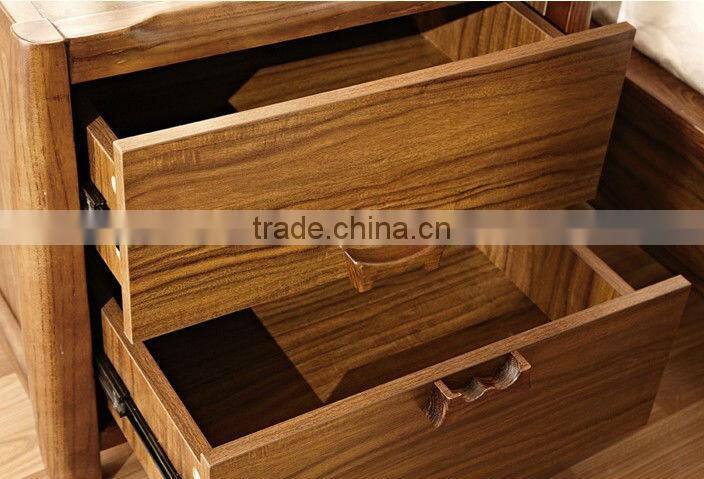 Morden Timber Bedroom Set Furniture,Full Solid Wood Bed W Night Stand/ 6 Door Wardrobe/Dresser With Mirror/ Stool