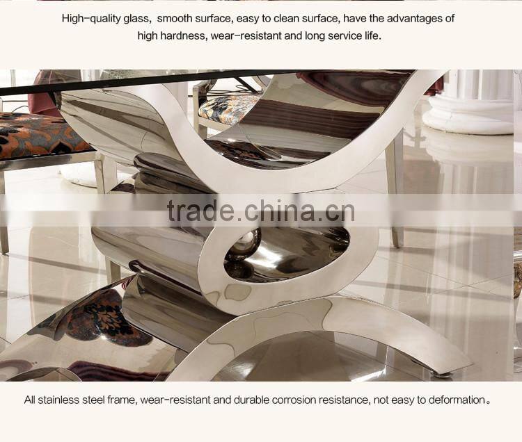 Cheap Tempered Glass Top Stainless Steel Base Console Table Modern F346