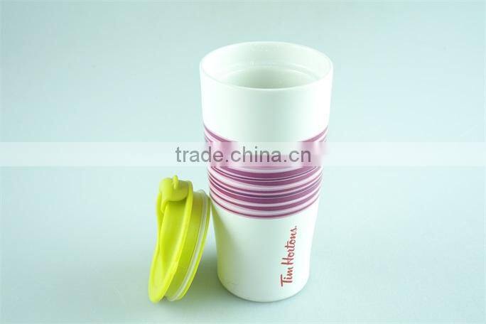 Ceramic coffee mug without handle with silicone lid / band, tall ceramic mugs