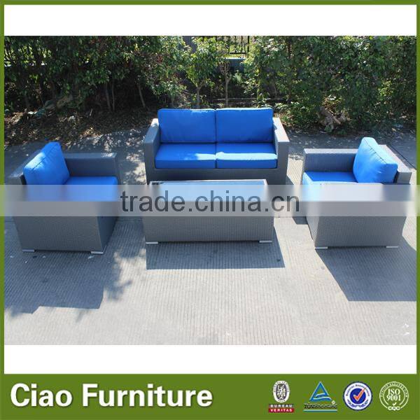 outdoor furniture cover grey color outdoor sofa with blue cushion