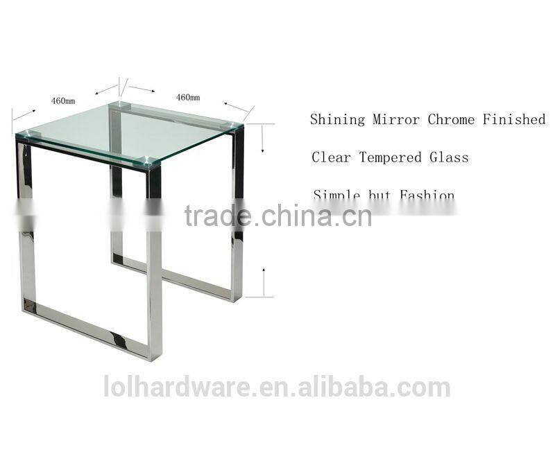 Factory price Glass End Table with Chrome Finish