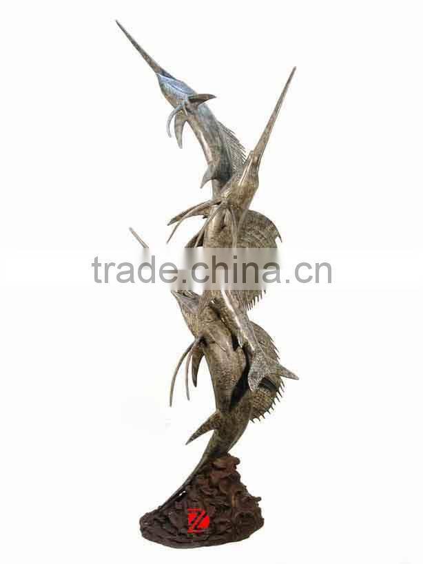 Large outdoor garden bronze fish sculpture water fountain